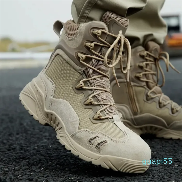 Marke Herren Militärstiefel Special Forces Army Taktische Wüstenkampfstiefel Outdoor Wanderschuhe Leder Schnee