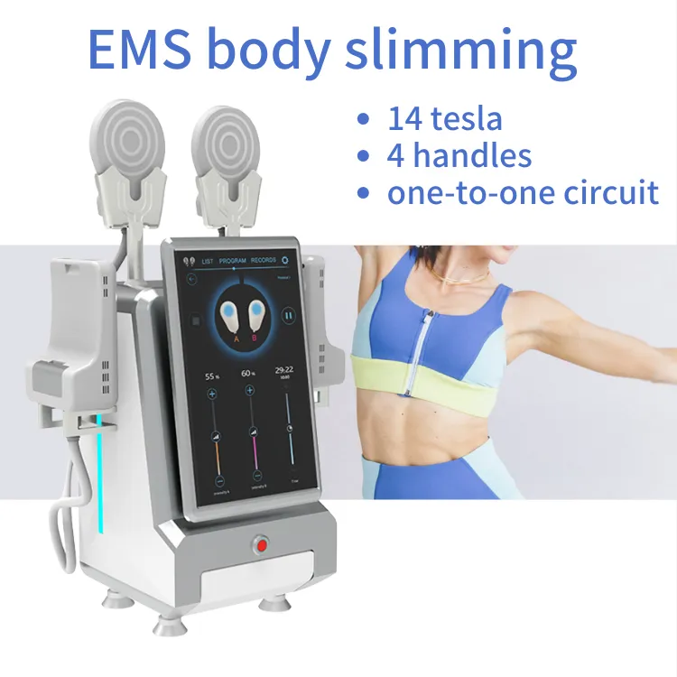 Machine électromagnétique intelligente de stimulateur musculaire Ems de perte de poids de 4 poignées Ems Body Sculpt 4 Ce Stimulation musculaire à haute fréquence