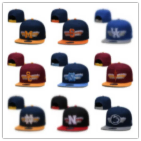 2023 All Team Fan's NCAA USA College Baseball Chapeau réglable Mélange de couleurs Taille unique Violet Bleu Rouge Couleur Flat Bill Base Ball Snapback Caps Bone Chapeau