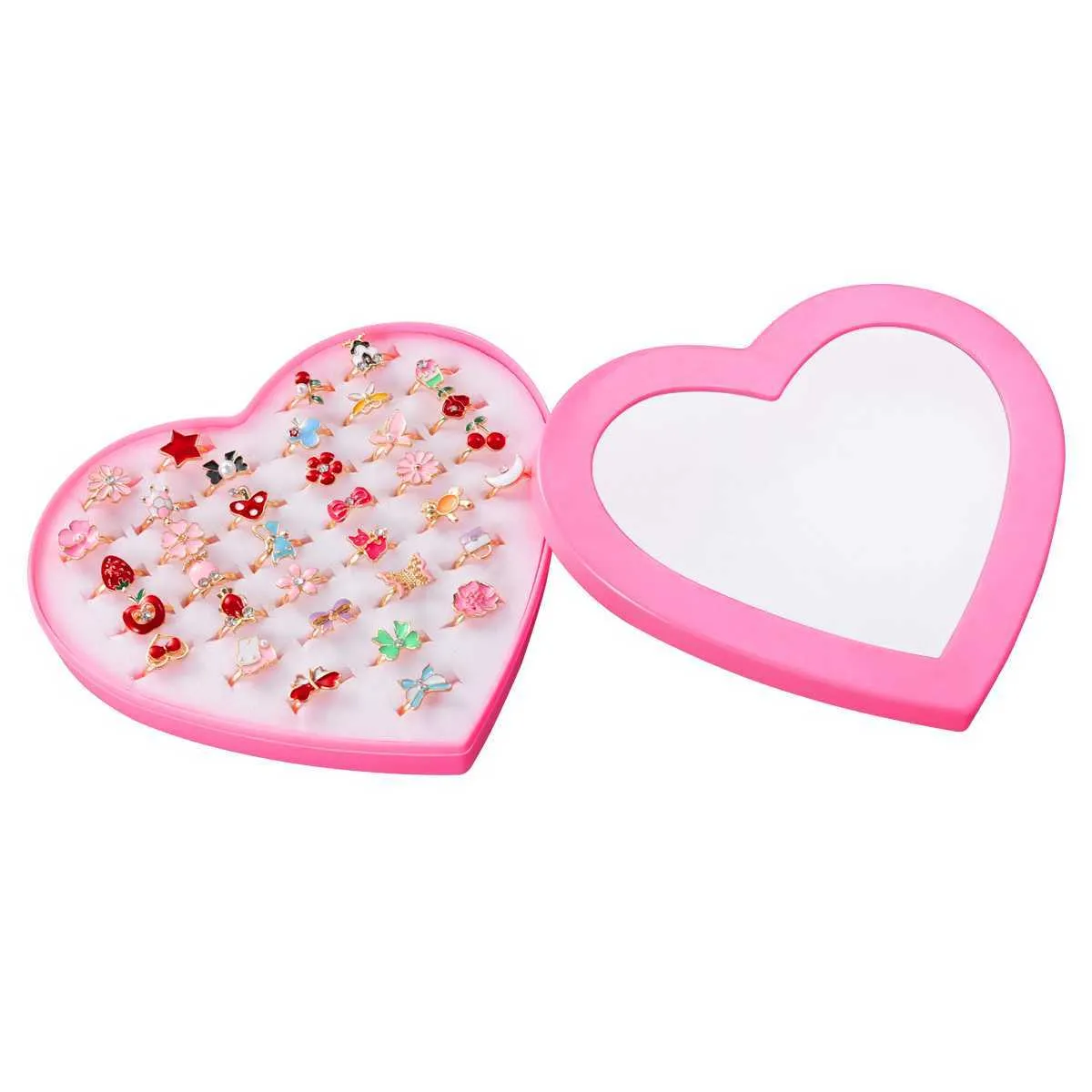 DHgate.com:36 Colorful Adjustable Rings in Heart Box for Girls ...