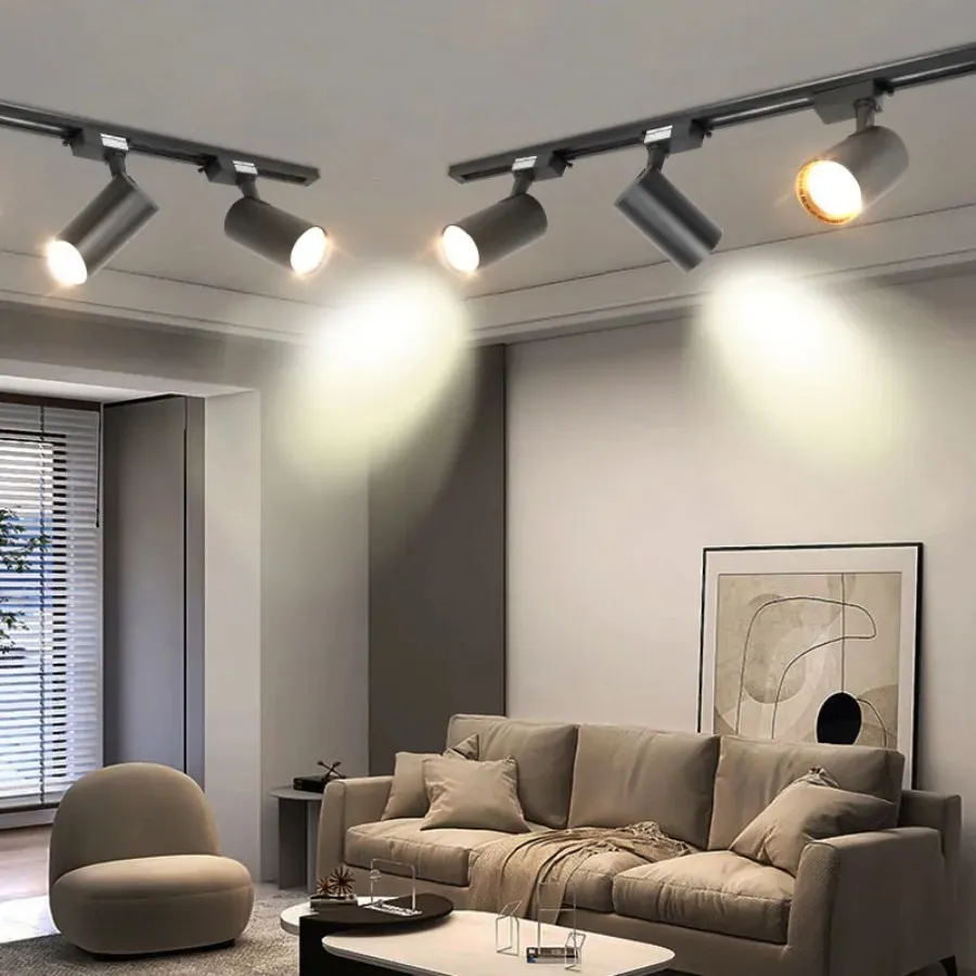 Luz de pista led luzes do ponto teto cob conjunto completo ferroviário luminária para decoração casa loja roupas holofotes lâmpada do teto