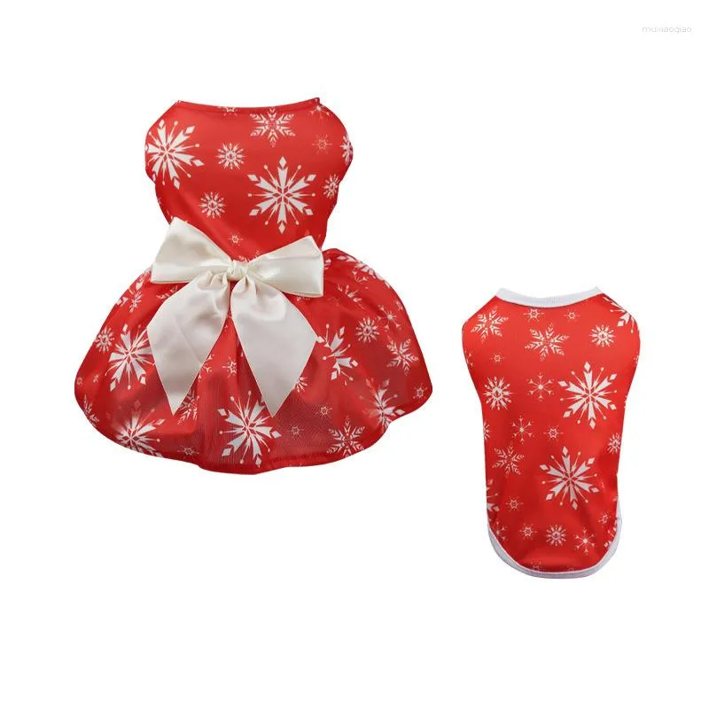 Vêtements de chien Vêtements de Noël pour animaux de compagnie Sous-chemise Jupe Ensemble Chat Imprimer Correspondant Couple