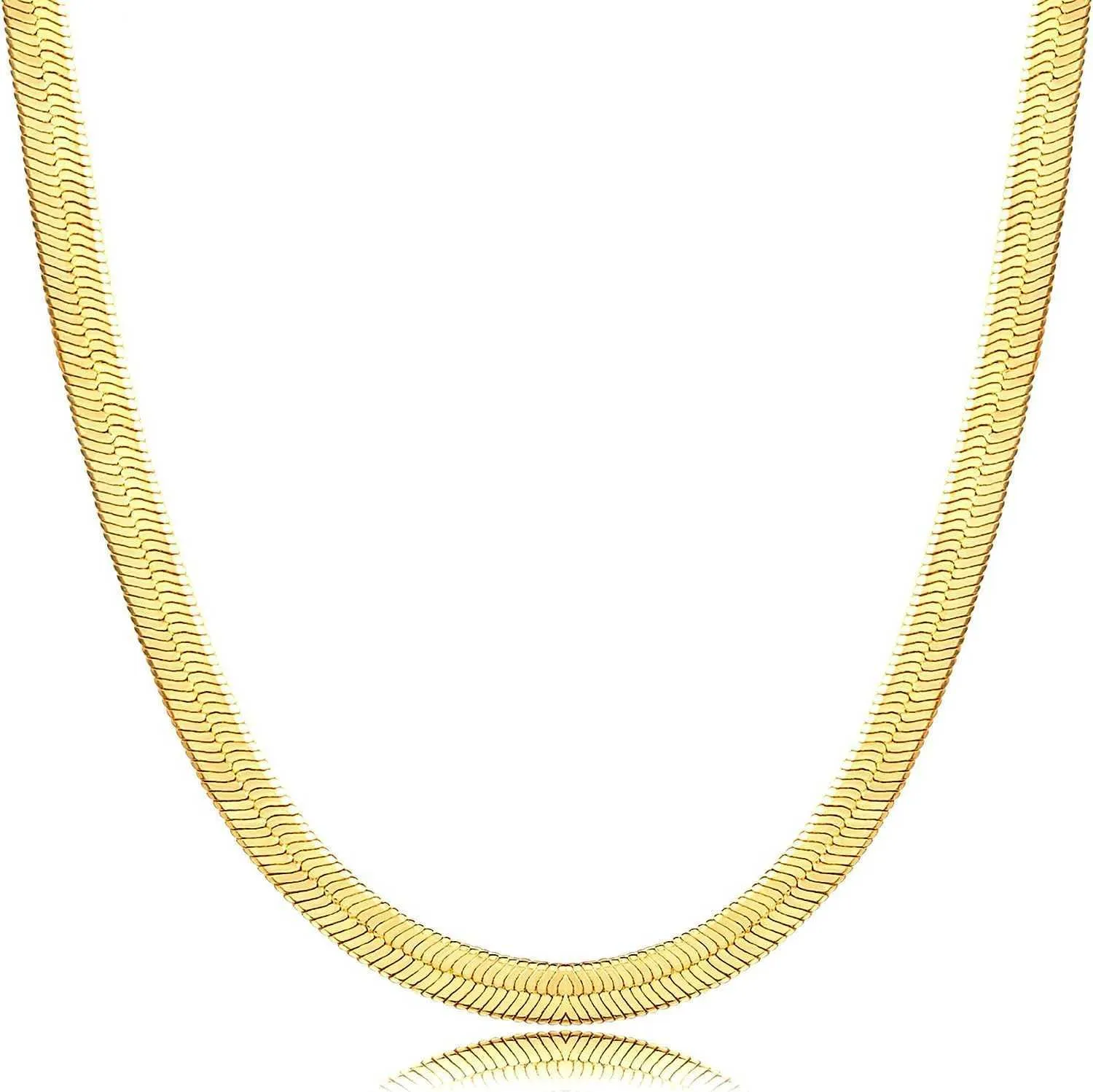 Dearmay 14k guldhalsband för kvinnor Dainty Gold Herringbone Choker Halsband för kvinnor Tunn skiktad chunky ormkedjhalsband smycken för tonårsflickor gåvor