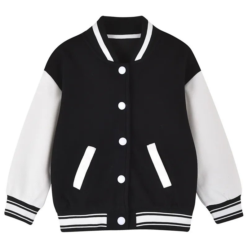 Vestes Garçon Baseball veste automne décontracté école adolescents filles vêtements d'extérieur 2 à 15 Y unisexe tout-petits enfants vêtements lâche noir manteau pour enfants 230829