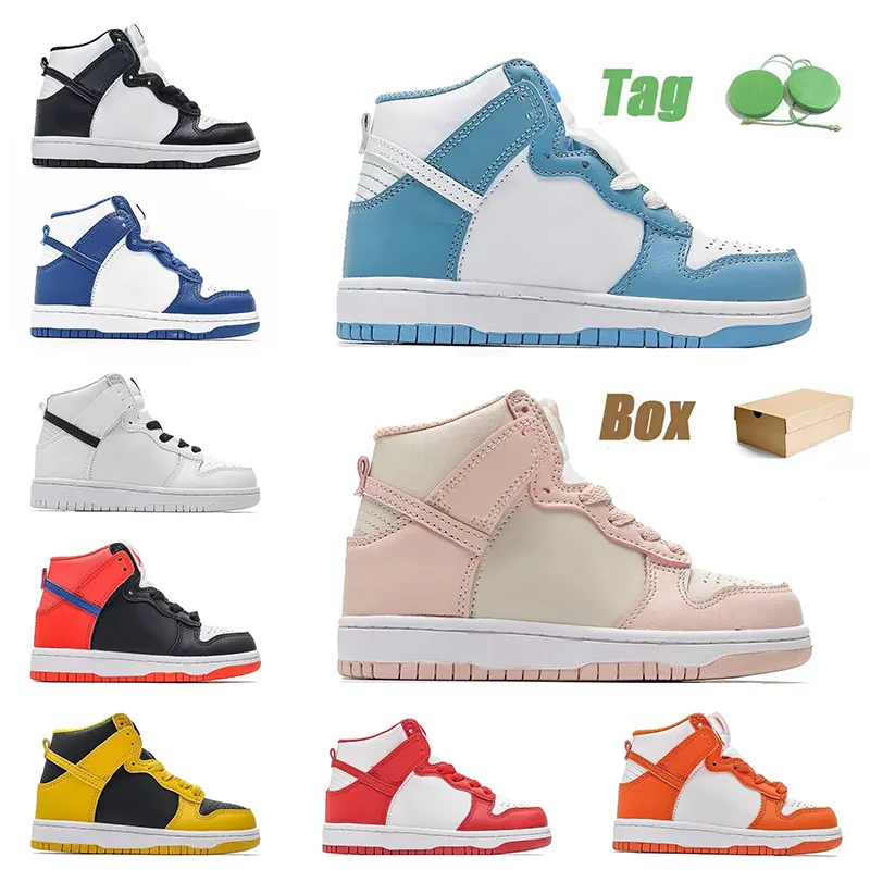 dunky With Box OG Kid Designer Shoes Panda High Kids Sneakers duncks childrens boys girls Grade school Trainers Black White Kentucky Pink Syracuse