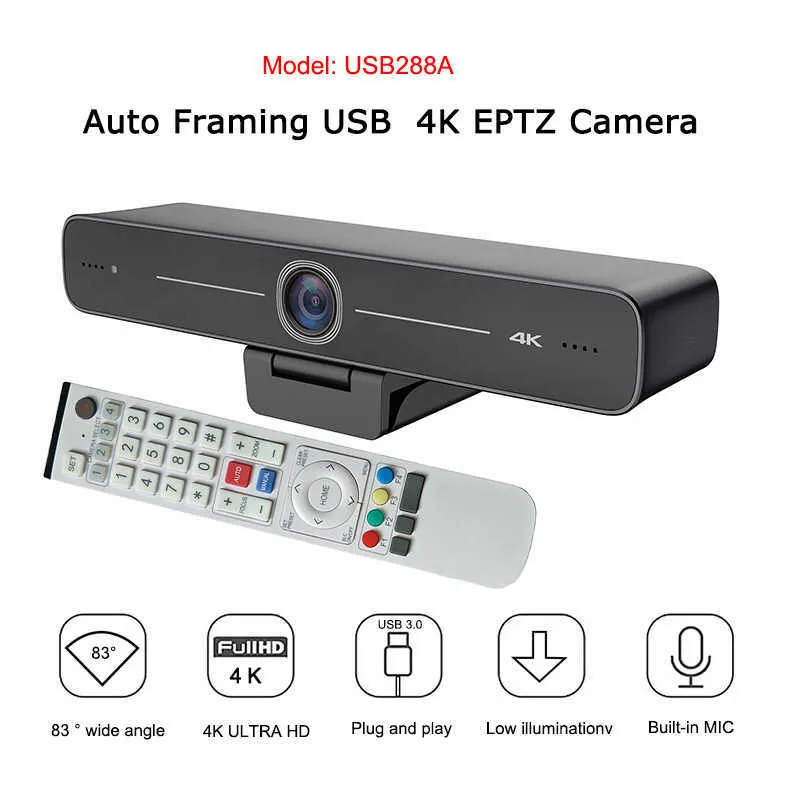 Webcam com câmera de sala de conferência de vídeo e áudio 4K com enquadramento automático e aprimoramento de rosto de IA para ensino à distância de negócios em escritório HKD230825 HKD230828 HKD230828