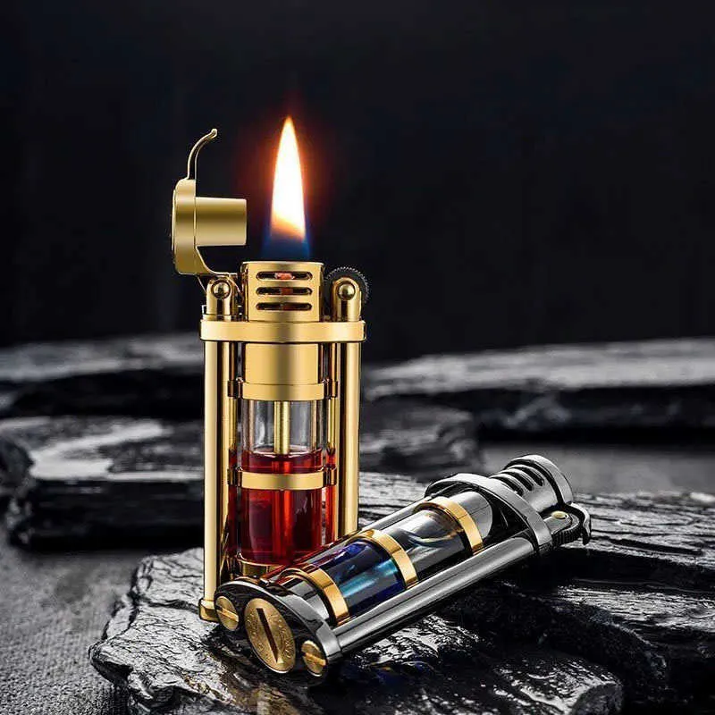 2022 Nouveau briquet à kérosène Zorro réservoir de carburant transparent meule en métal briquet visible sans gaz collection pour hommes cadeau exquis GP1D GP1D