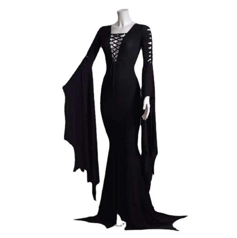 Women's Morticia Floor Dress Costume Adult Women Gothic Witch Vintage dress