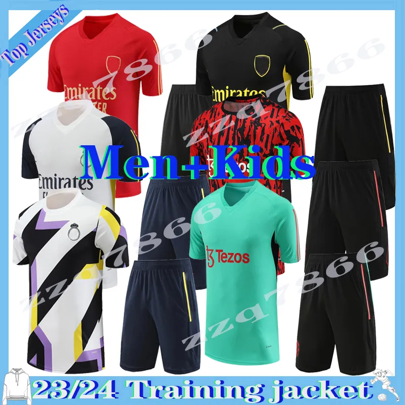 23 24 Bellingham Rashford Tracksuits Havertz для взрослых детей с длинным рукавом, тренировочный костюм для застежки -молнии Мужчины Смит Роу Вини -младший. Наборы для футбольных тренировок на горе Сака