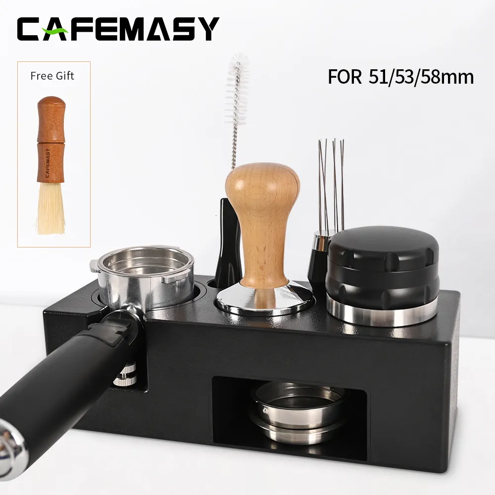 Mugs Powder Pressing Seat Coffee Tamper Mat Stand Portafilter Holder Rack Espresso 515358mm Support Base Tools 230829