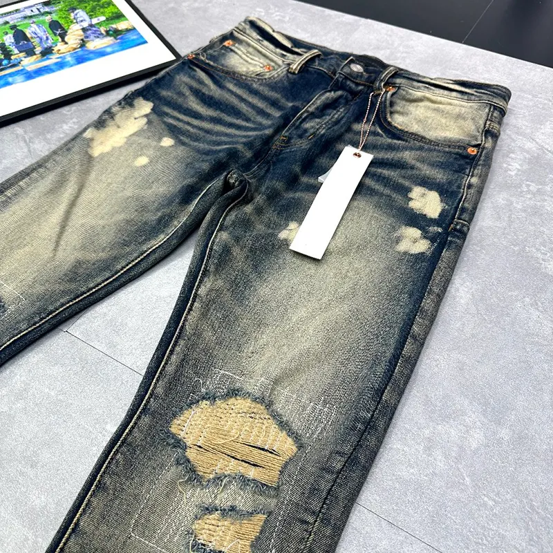 23SS NEW Men's Jeans purple brand high street fashion brand men Designer Jeans Ripped Biker Slim Fit Motorcycle Denim jean CHD2308292 megogh