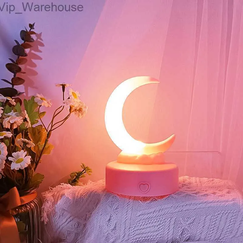 Crescent Moon Night Light Children'S Desk Night Lamp Moon Cloud Glow Toy Bedside Lamp For Home Children' Bedroom Decoration Gift HKD230829 HKD230829