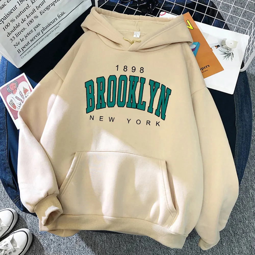 1898 Brooklyn York Printed Womens Fleece Oversized Hoodie Women