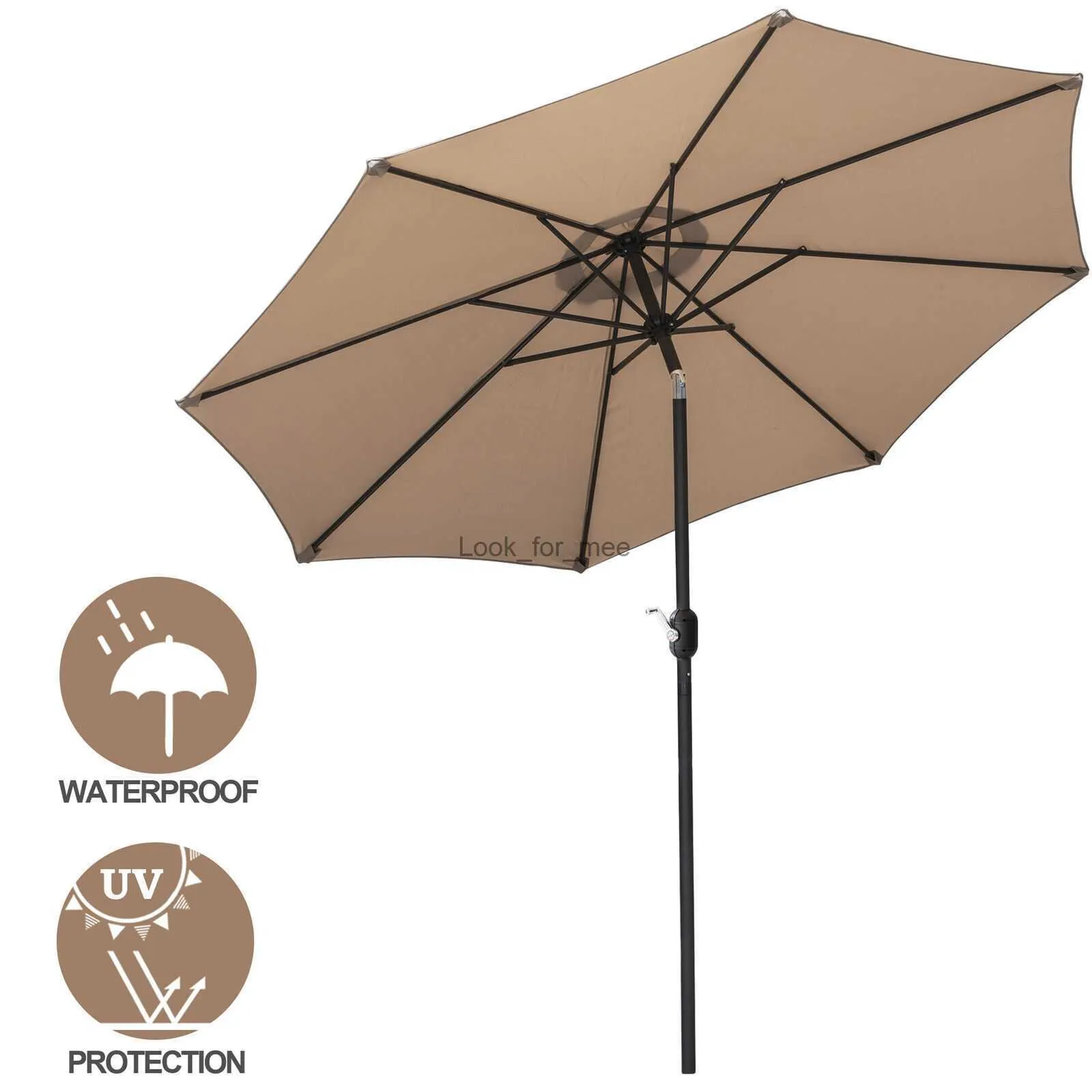 Parasol de patio de parapluie de marché de 9 pieds avec pare-soleil à manivelle inclinable à bouton-poussoir HKD230828