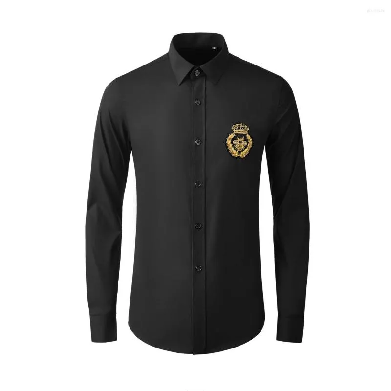 メンズカジュアルシャツ高品質の豪華なジュエリーノンアイラーリングロングスリーブシャツのビジネスドレスプロフェッショナルワークプレーンシャツgood