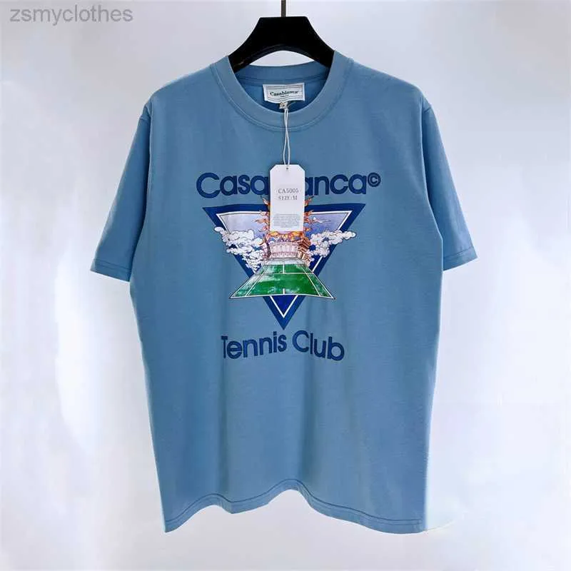 Herr t-shirts bra kvalitet 2023ss casablanca tennis klubb mode t shirt män soltryck tee kvinnor vintage t-shirt herr kläder