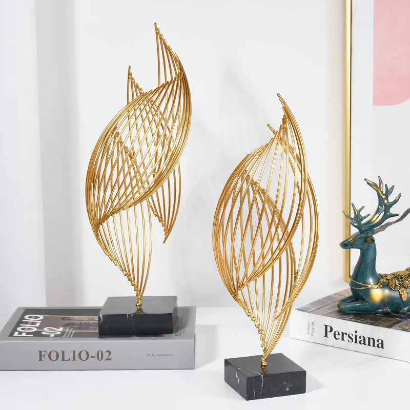 Obiekty dekoracyjne figurki kreatywne lekkie luksusowe salon dekoracja metalowa konch rzemieślniczy grafika