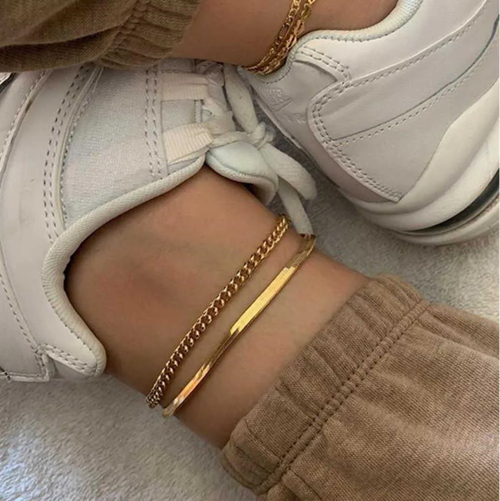 Anklets Fashion Bohemian Gold Snake Link Chain High Quality Punk Ankle Bracelet Women Girl Summer