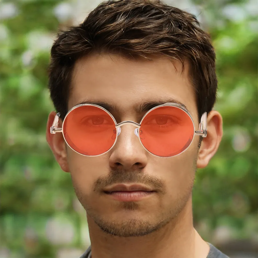 Retro Steampunk Sunglasses - Round Metal Frame, Fashion Punk
