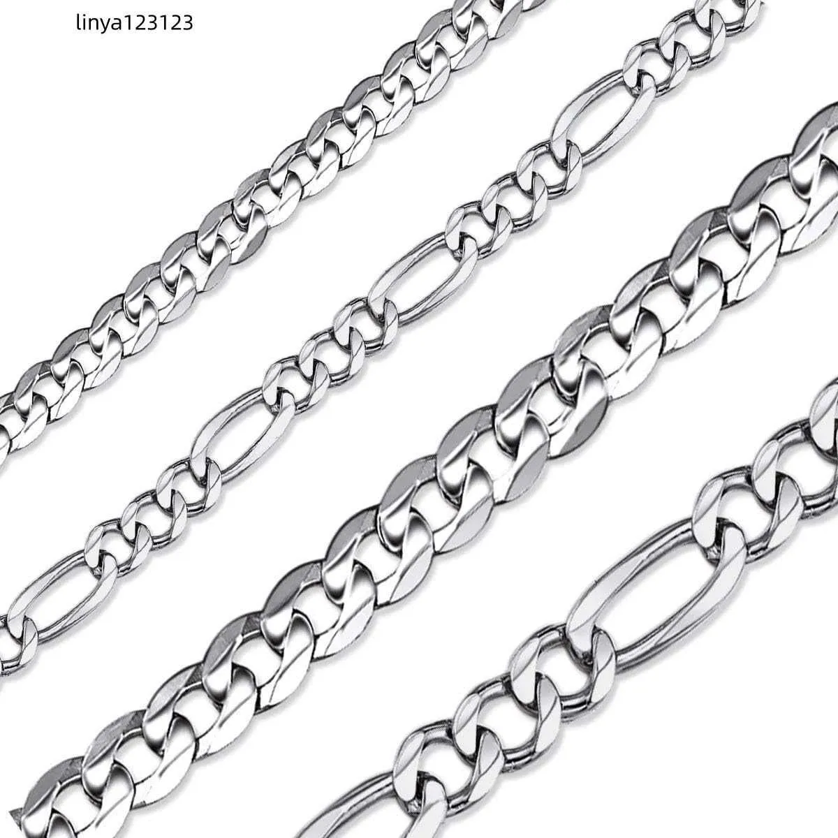 Chicsilver 2,8 mm/5 mm Solid 925 Srebrny Srebrny Kubańczycy Link/Naszyjnik łańcuchowy Figaro dla kobiet mężczyzn 14 18 20 22 24 26 28 cali (z pudełkiem podarunkowym)