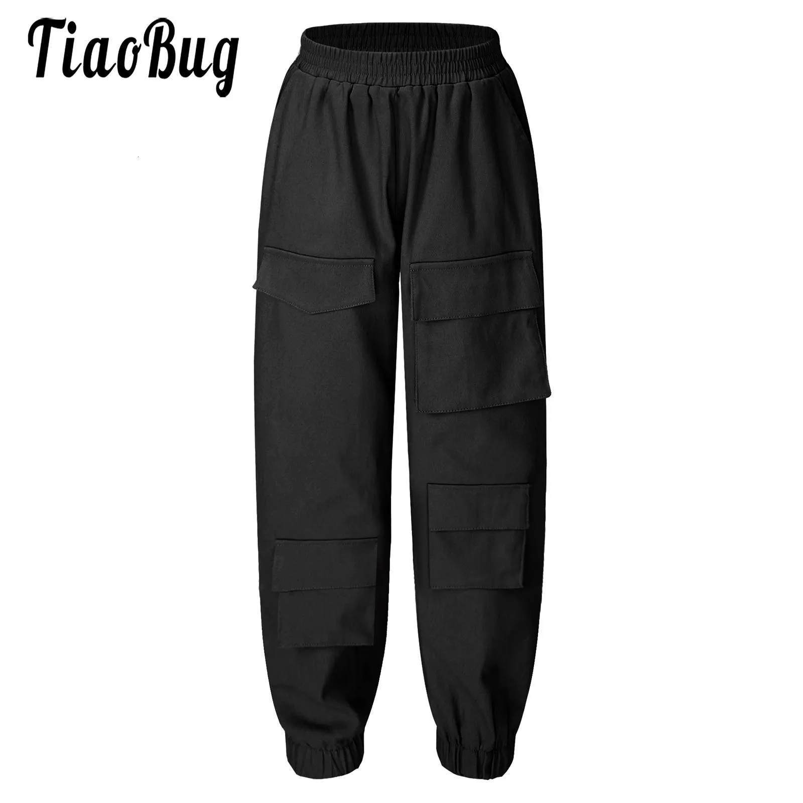 Pantalons Enfants Filles Cool Cargo Pantalon Ceinture Élastique Jogging Sport Survêtement Avec Poches Hip Hop Danse Streetwear Loisirs 230828