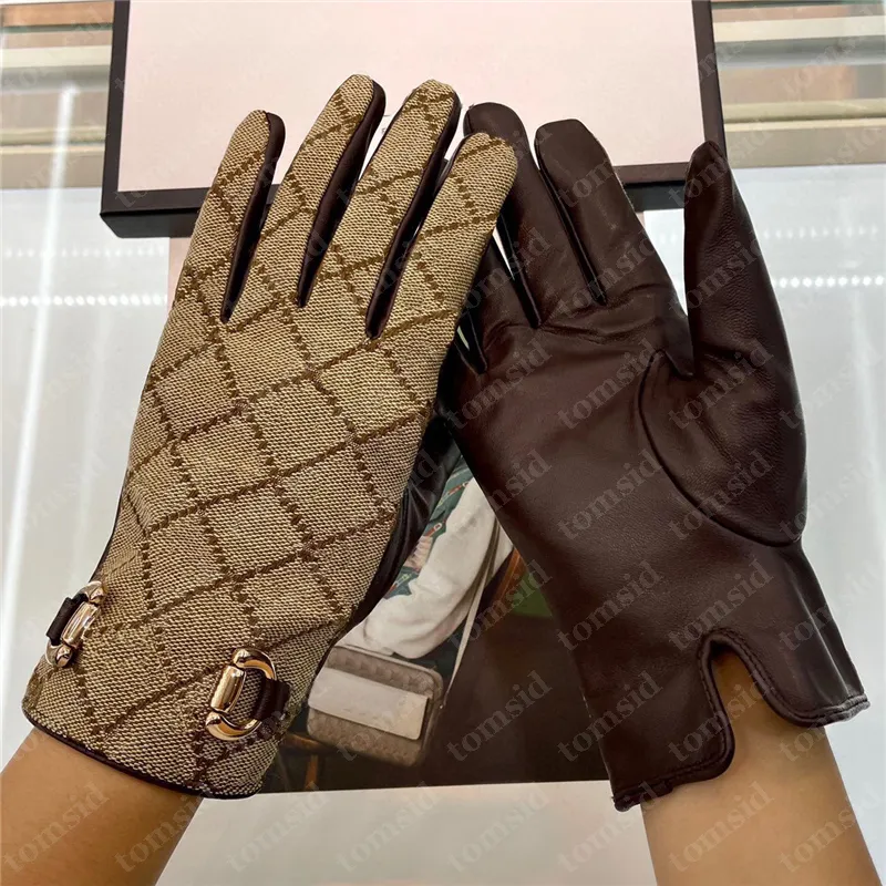Canvas Womens Designer Gloves Full Letters Winter Luxury Gloves Gold Buckle Warm Wool Lining Fashion Genuine Leather Glove From 31 68 DHgate