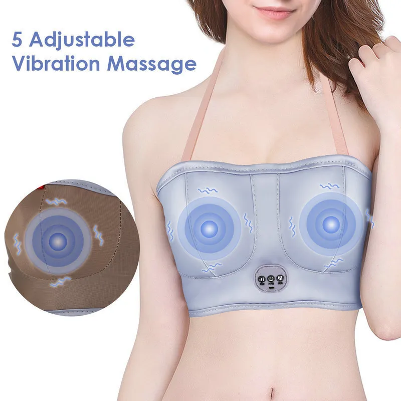 Chest Masseur Vibration Massage Soutien-gorge Sous-vêtements Chauffage  Massage Électrique Charge Noir Portable