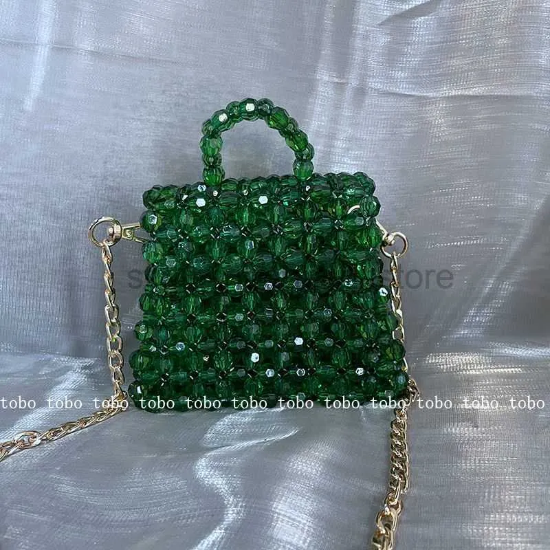 Bolsas de ombro Mini Bead Bag Designer Handmade Sacos Transparentes para Mulheres Clear Acrílico Frisado Caixa Totes Bolsa Mulheres Pequenas Pérolas Bolsa 2022stylishhandbagsstore