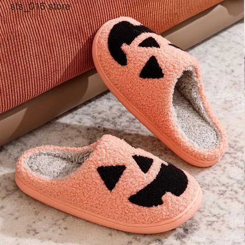 Pumpkin 2023 Multi-colour stijl slippers grie pluche platte schoenen heren- en damesvakantie slippers.Halloween -cadeau T230828 9B21.