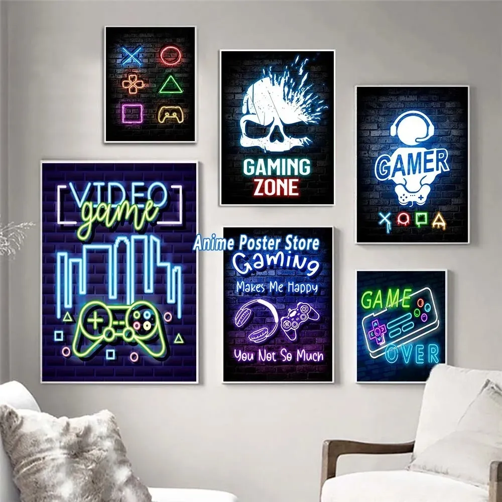 Abstract Gamepad Wall Art Poster, Gaming Console Wall Art Print on