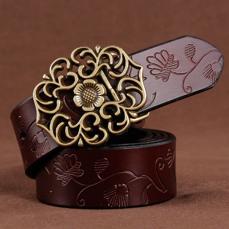 3 cinturones de cuero para mujer, estilo vintage, cinturón de piel con  flores, cinturón de vaquera