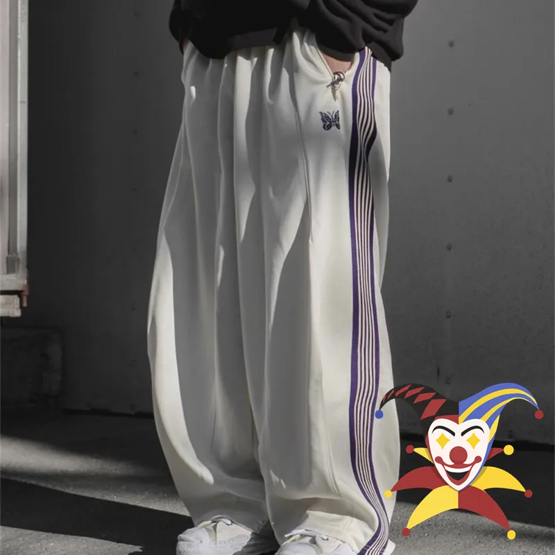 Men s Pants White Wide Needles sweatpants Men Women AWGE Leg Trousers Embroidery Butterfly Track 230828