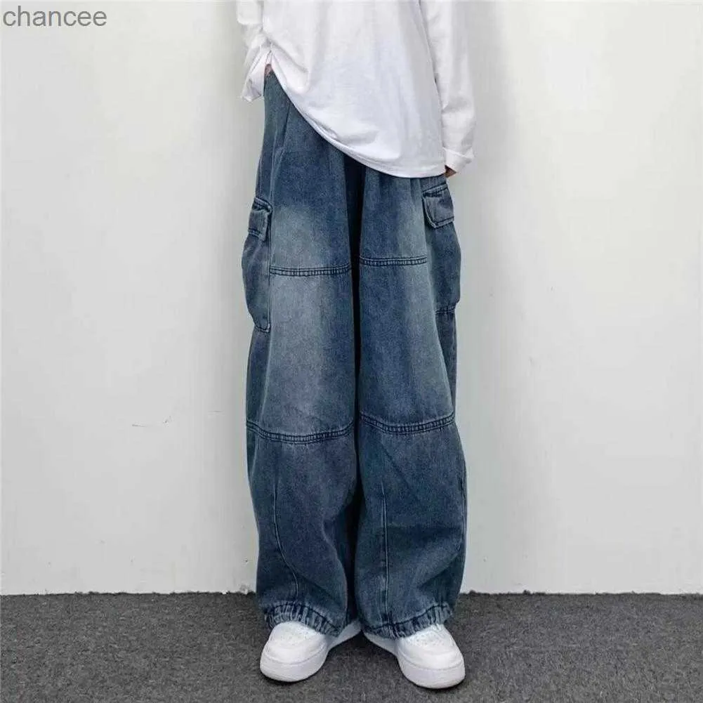 Streetwear Baggy Cargo Jeans Womens Vintage Y2K High Waisted Straight Wide Leg Pants Denim Trousers Fairy Grunge Alt Clothes HKD230829