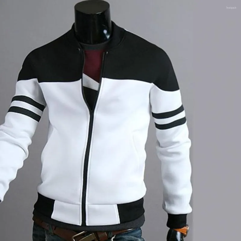 Jaquetas masculinas homens outono casaco chique zíper elástico manguito zip up jaqueta de outono quente para casa