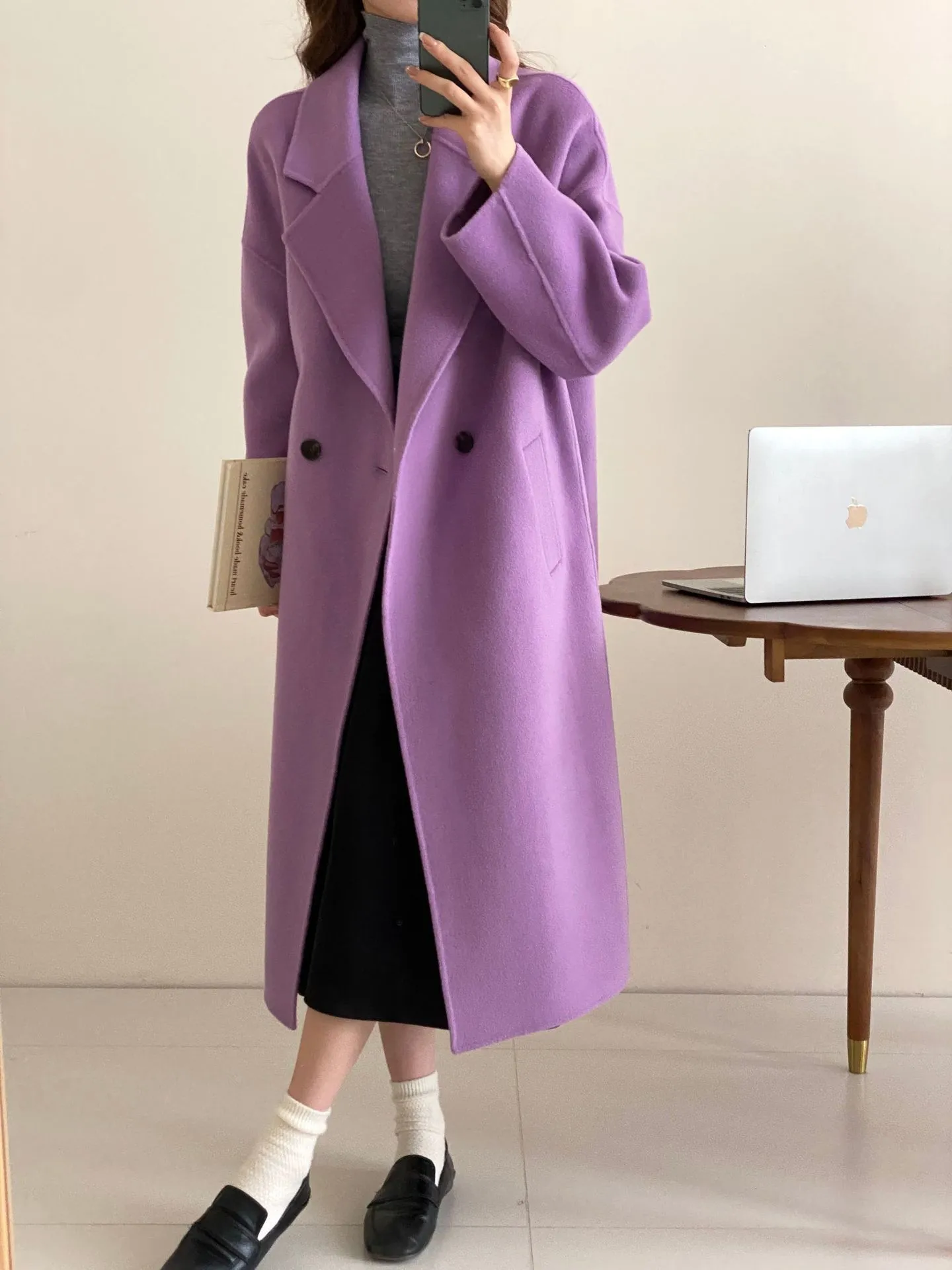 Ladies purple cheap wool coats