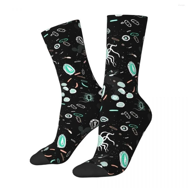 Herensokken Grappige Microbiologie Retro Harajuku Street Style Casual Patroon Crew Crazy Sock Gift Gedrukt