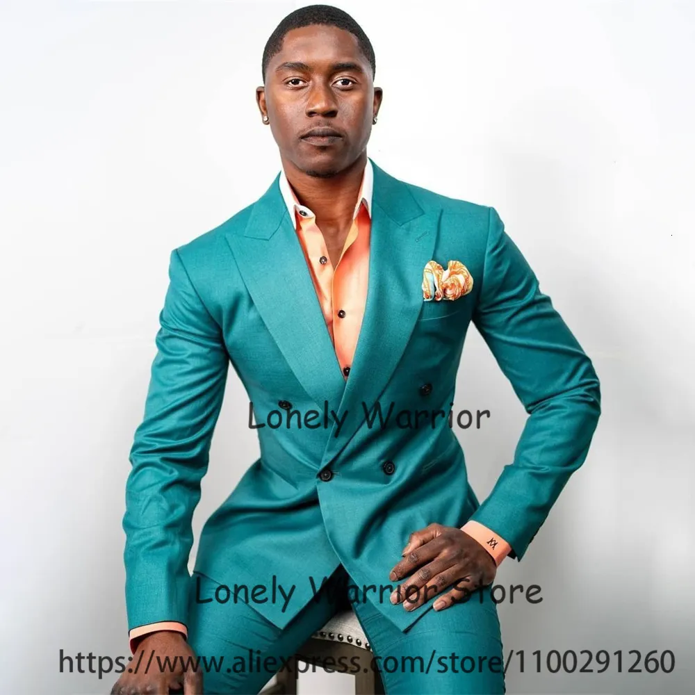 Men S Suits Blazers Fashion Tiffany Blue Banquet Men Double