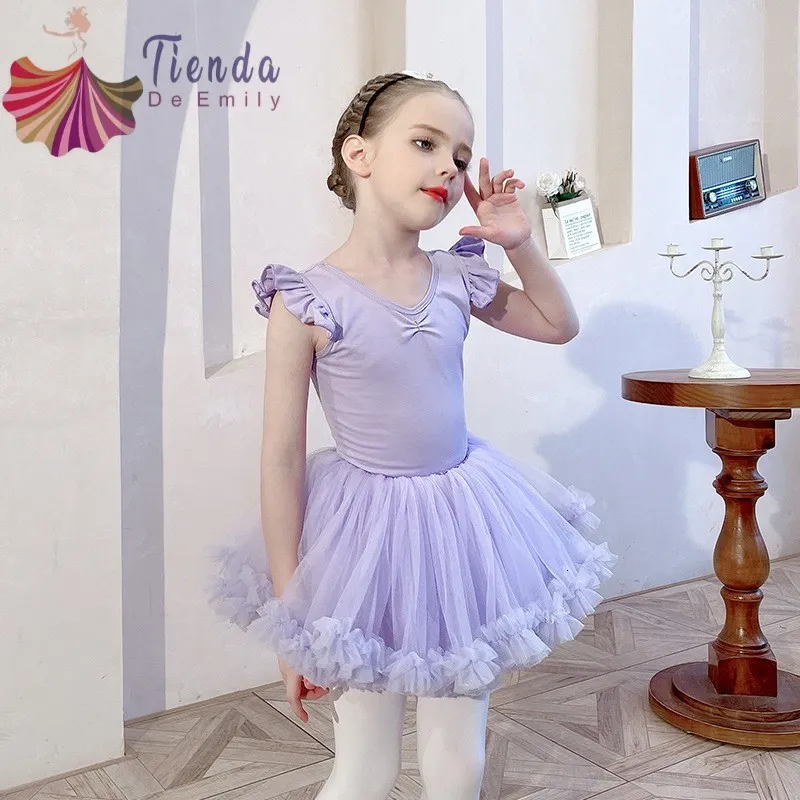 Dancewear Crianças Roupas de Dança Meninas Vestido de Treinamento Crianças Ballet Saia Tutu Traje de Dança Clássica Exame Sólido Leotard Arquivo Aberto 230829