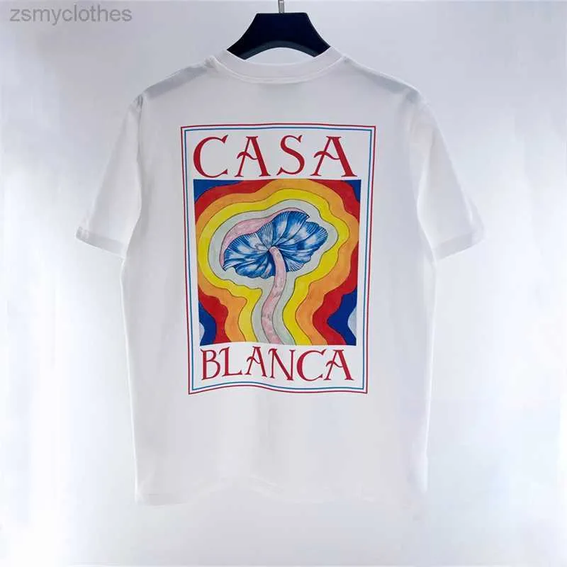 T-shirts hommes bonne qualité 2023ss Casablanca Champignon Mode T-shirt Hommes Lâche Casual Femmes Vintage Tees