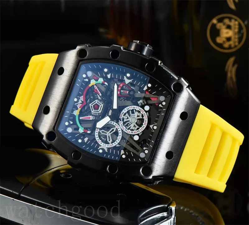 Vintage Watch Skeleton Mens Watch Rubber Strap Black Red White Quartz Movement Montre Homme Casual Popular Womens Watch All Dials Work DH011 C23