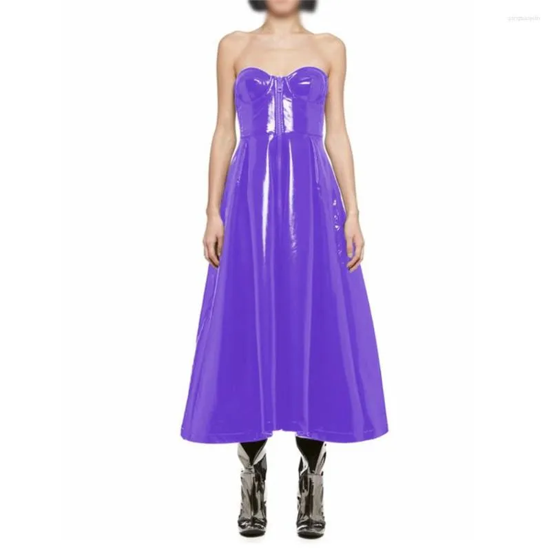 pvc midi dress F250 PVC midi dress with zipper in the front - Noir Handmade