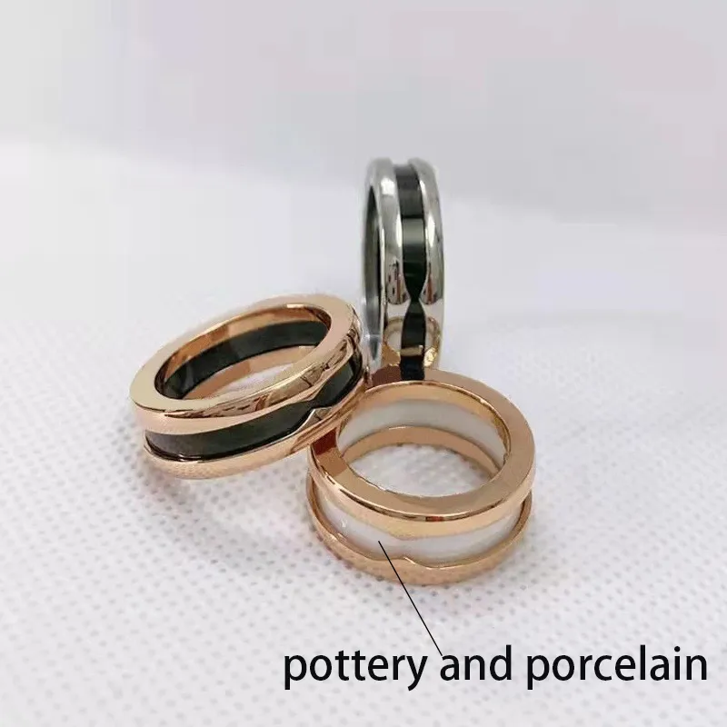 Кольцо с кольцом белой черной керамики серебряной золотой дизайн канавки для женщин ювелирные ювелирные юбилейные подарки из нержавеющей стали