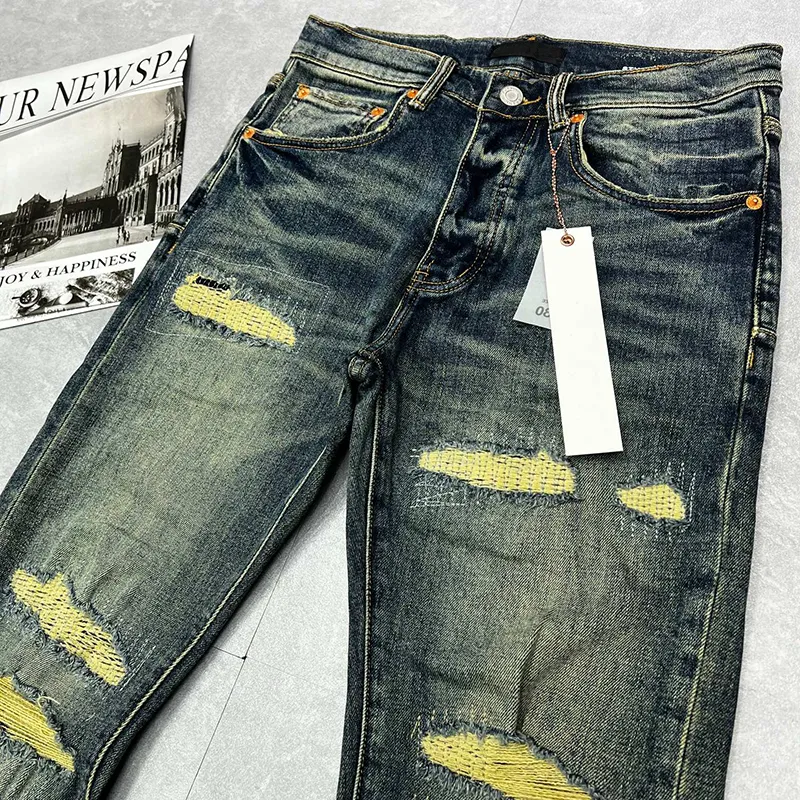 Mens Jeans kläder Mens mode streetwear broderi låg stigande baggy denim byxor män rak hiphop jean byxor chd2308294 skywings