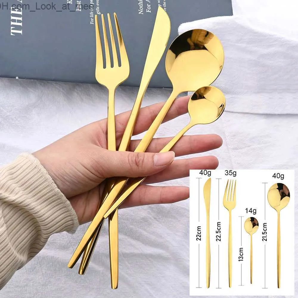 24 Pezzi Manico Nero Set Di Posate Dorate Coltello Forchetta Cucchiaio Set  Di Posate Da Tavola Festival Stoviglie Da Cucina Regalo Da 11,83 €