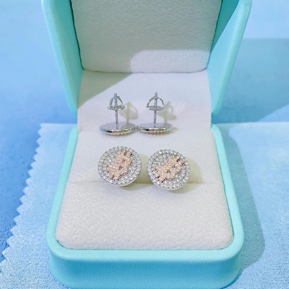 Hoop Huggie Bitcoin Boucles d'oreilles pour femmes S925 Silver Ear Studs Real Diamond Bijoux Pass Testeur avec GRA 230828