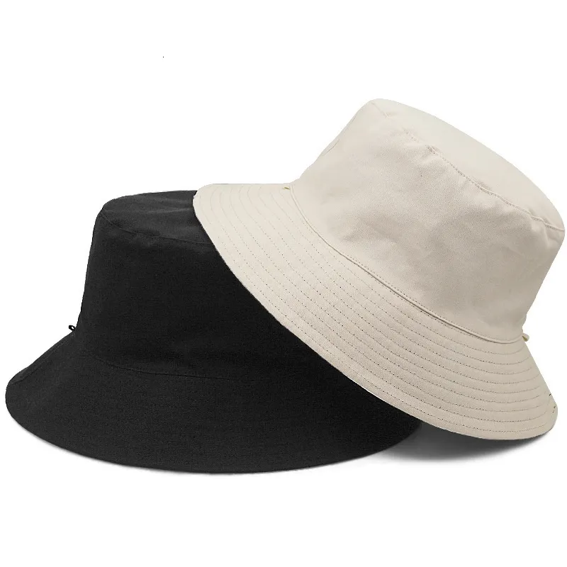 Wide Brim Hats Bucket Hats Big Head Men Large Size Fisherman Hat Male Summer Two Sizes Wear Panama Cap Man Plus Size Cotton Bucket Hat 56-60cm 60-65cm 230828