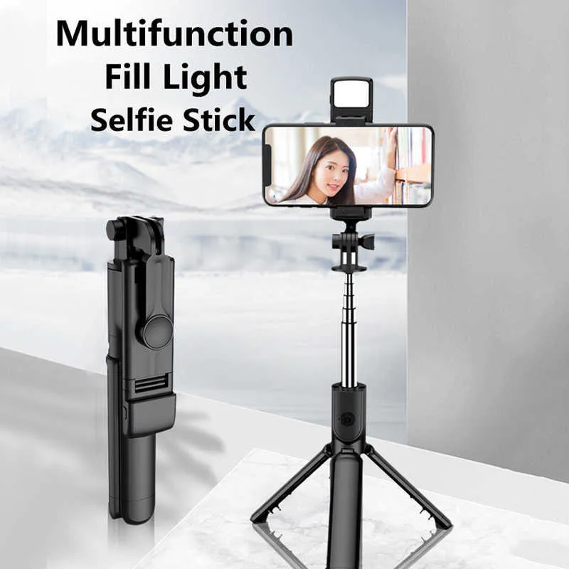 FGCLSY Trépied selfie sans fil Bluetooth avec lumière de remplissage, obturateur à distance rotatif à 360 degrés, adapté à la prise de vue en voyage HKD230828