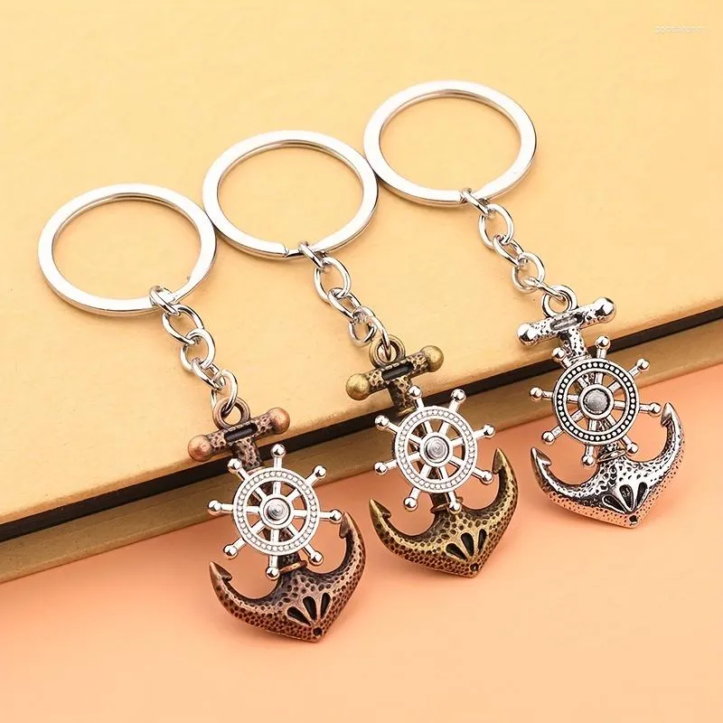 Porte-clés Yanzai Unique Vintage Anchor Key Chain Pivotant Pirate Ship Porte-clés Un qui tourne en fait un cadeau parfait pour les hommes