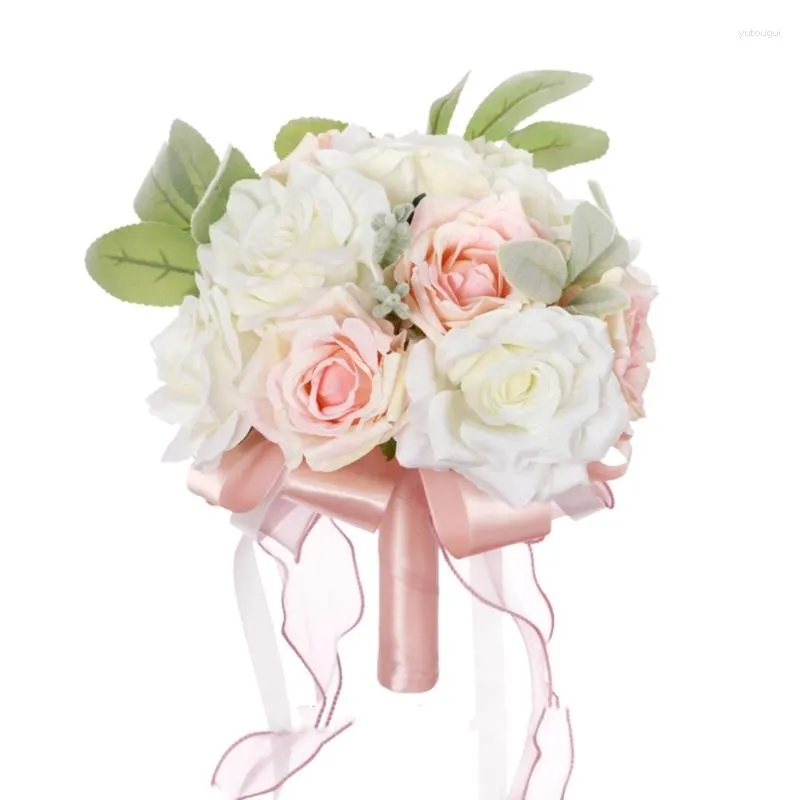 Decorative Flowers Elegant Wedding Bouquet Artificial Roses Fake Flower For Bride Bridesmaids Perfect Weddings & Home Decor