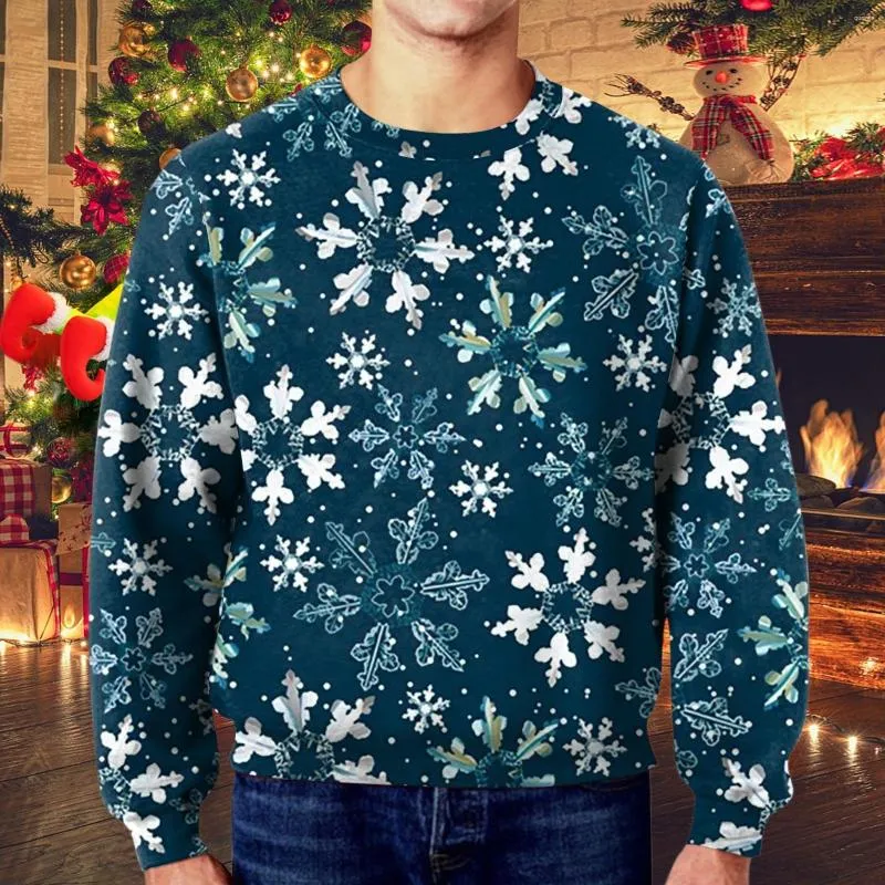 Felpe con cappuccio da uomo inverno Natale neve stampa magliette con cappuccio maglione casual girocollo allentato felpa elegante abbigliamento